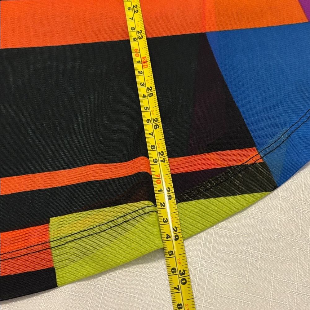 Annalee + Hope multicolored sheer poncho SZ XL cape style rounded edge vacay - Picture 8 of 12